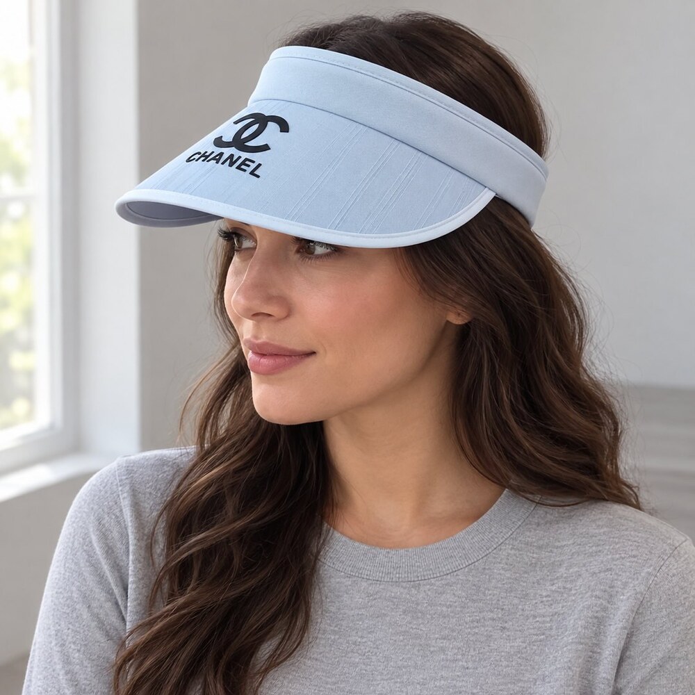 CHANEL Light Blue Logo Sun Visor - Picture 3 of 6